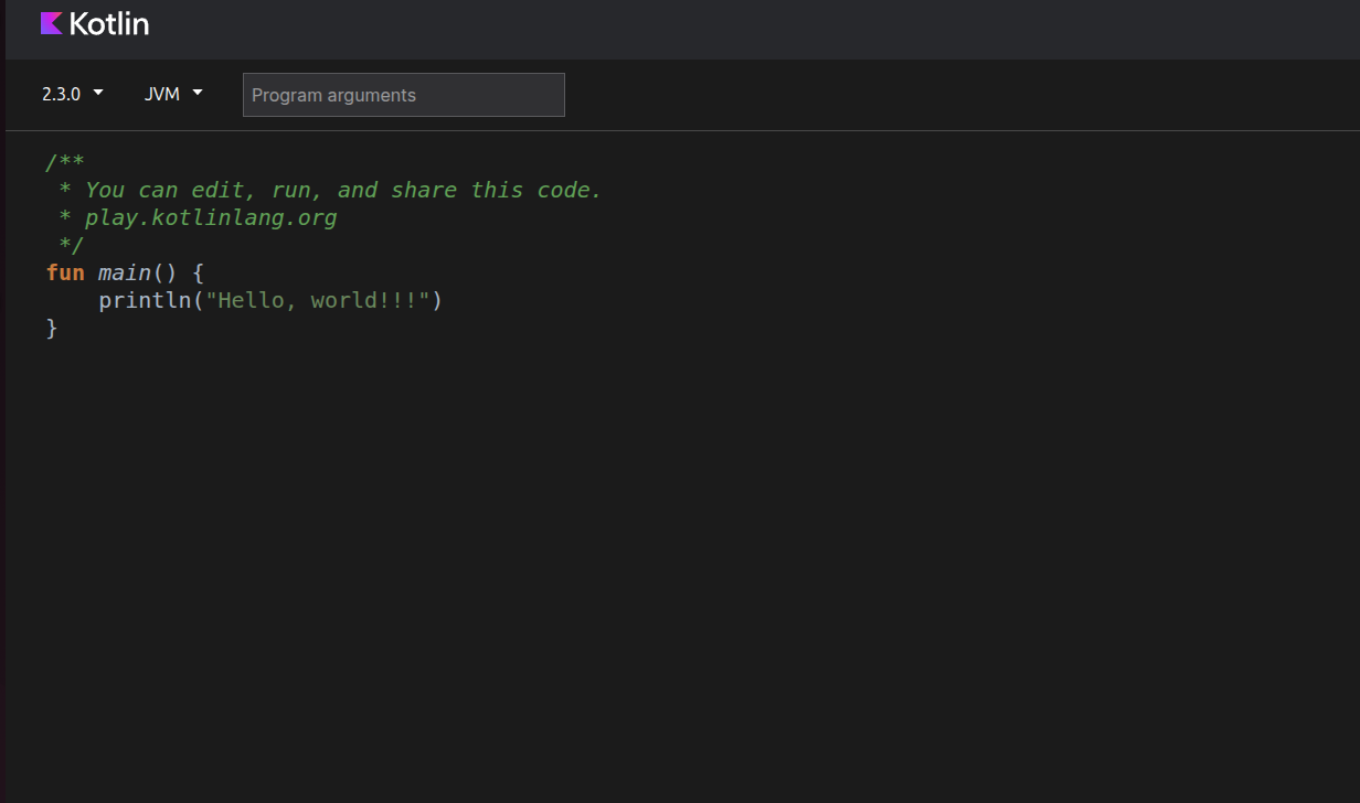 Kotlin Playground界面